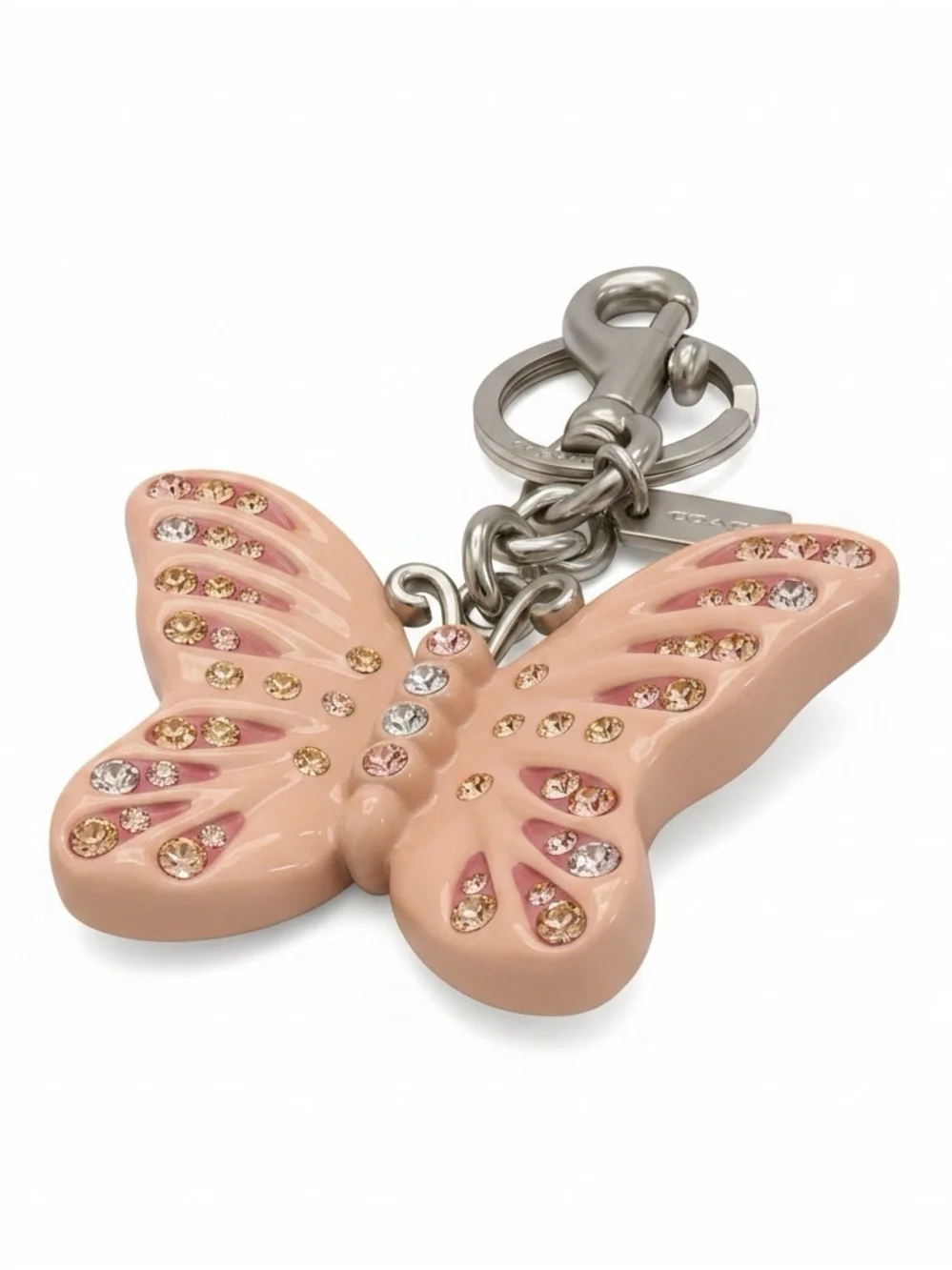 Coach Blush Pink Butterfly Crystal Key Charm NWT